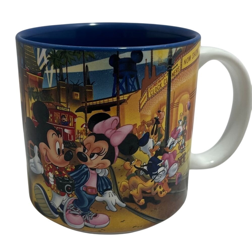 Walt Disney Minnie & Mickie MGM Studios Graphic Coffee Cup Mug Blue‎ Interior